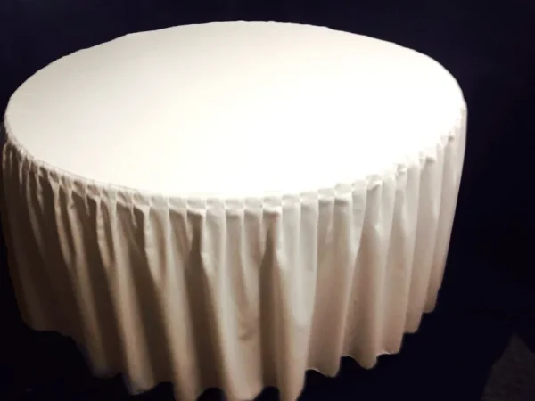 Outlet Tablecloth Market 60" Round Pleated Table Cover Skirt Polyester W/ Top Topper Tablecloth 18 Color"