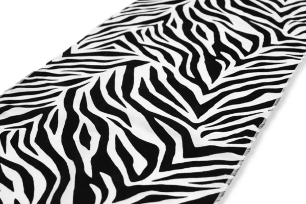 Sale Tablecloth Market 12" X 108" Zebra Flocking Taffeta Table Runner Decor Black White Animal Print"