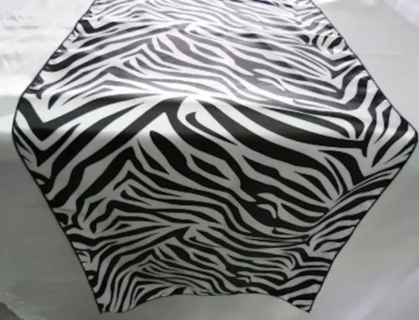 Sale Tablecloth Market 12" X 108" Zebra Flocking Taffeta Table Runner Decor Black White Animal Print"
