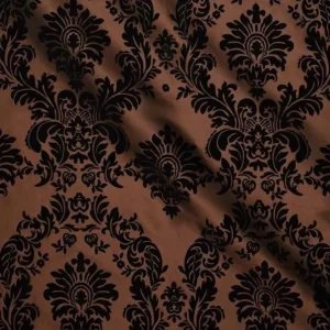 Discount Tablecloth Market 25 Yards Brown And Black Flocking Damask Taffeta Velvet Fabric 58