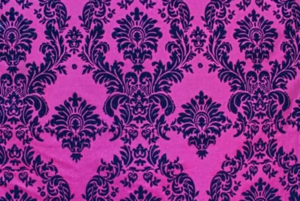 Hot Tablecloth Market 25 Yards Fuchsia Black Flocking Damask Taffeta Velvet Fabric 58" Flocked Decor"
