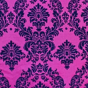 Hot Tablecloth Market 25 Yards Fuchsia Black Flocking Damask Taffeta Velvet Fabric 58