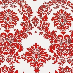 Sale Tablecloth Market 20 Yards Red and White Flocking Damask Taffeta Velvet Fabric 58