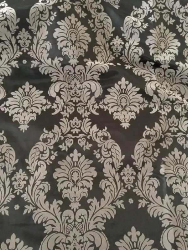 New Tablecloth Market 5 Yards Royal Grey Black Flocking Damask Taffeta Velvet 15ft Fabric 58" Flocked"