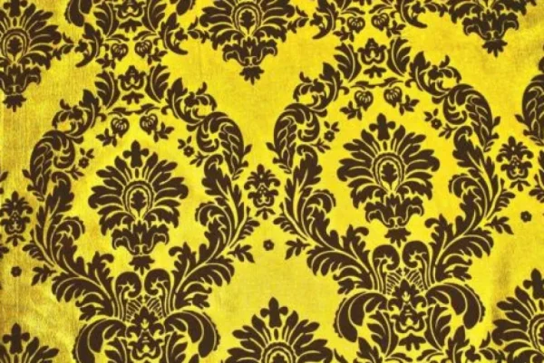 Discount Tablecloth Market 10 Yards Yellow Black Flocking Damask Taffeta Velvet Fabric 58" Flocked Decor"
