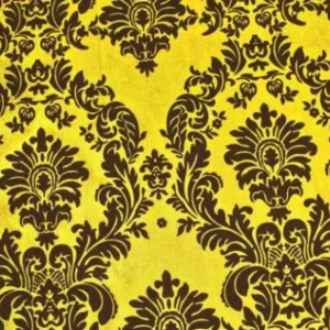 Discount Tablecloth Market 5 Yards Yellow Black Flocking Damask Taffeta Velvet Fabric 58
