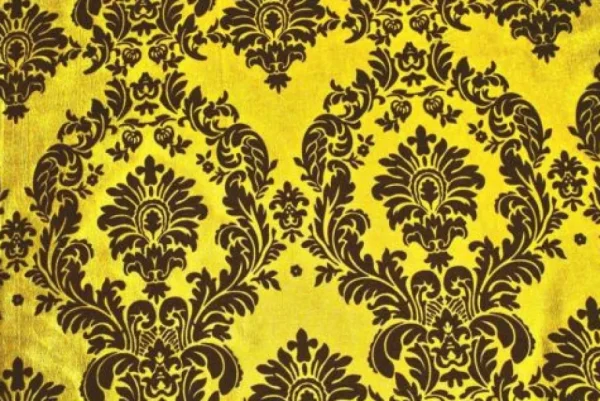 Fashion Tablecloth Market 20 Yards Yellow Black Flocking Damask Taffeta Velvet Fabric 58" Flocked Decor"
