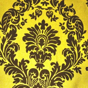 Discount Tablecloth Market 15 Yards Yellow Black Flocking Damask Taffeta Velvet Fabric 58