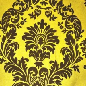 Discount Tablecloth Market 10 Yards Yellow Black Flocking Damask Taffeta Velvet Fabric 58