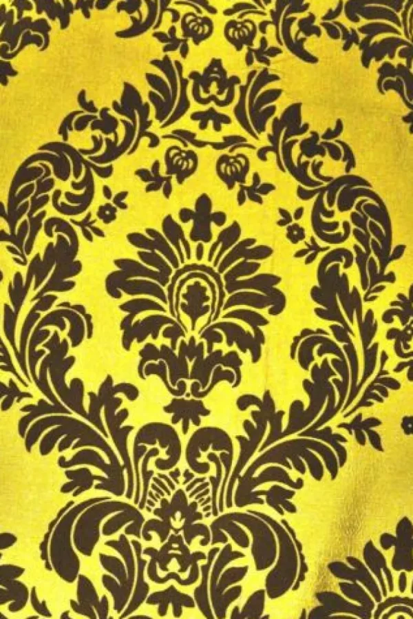 Discount Tablecloth Market 10 Yards Yellow Black Flocking Damask Taffeta Velvet Fabric 58" Flocked Decor"